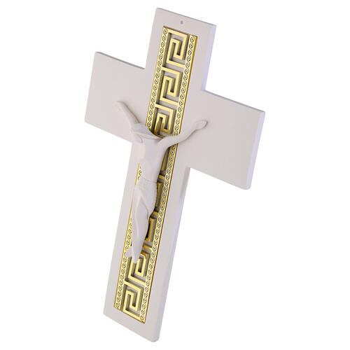Cruz branca com decoração grega 32x22 cm corpo moderno branco 2