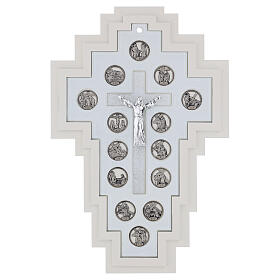 Cruz Vía crucis madera y vidrio Cristo resucitado 38x24 cm
