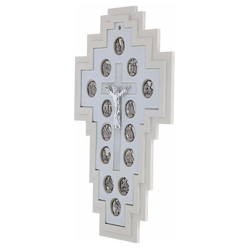 Crocefisso Via Crucis legno e vetro cristo risorto 38x24 cm 3