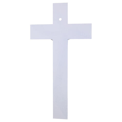 Cruz de vidrio ola purpurina cuerpo moderno plateado 47x25 cm 4