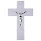 White glass cross decorated with Tree of Life, modern silver body, 18.5x12 in s1