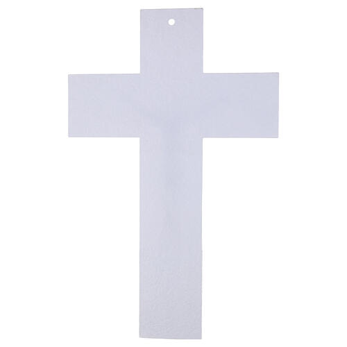 White Glass Cross with Tree of Life Decoration Modern Silver Body 47x30 cm 4