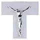 White Glass Cross with Tree of Life Decoration Modern Silver Body 47x30 cm s2