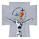 White glass Jubilee 2025 cross with modern silver body and glitter, 6x5 in s2