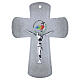 Cruz de vidrio blanco Jubileo 2025 purpurina cuerpo moderno plateados 16x12 cm s1