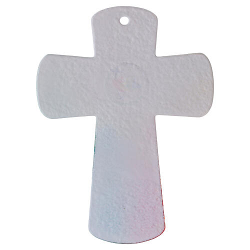 Croix Jubilé 2025 en verre de Murano avec décorations et murrines multicolores 16x12 cm 4