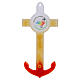 Anchor cross of Jubilee 2025, white Murano glass with coloured decorations, 6x3 in s1