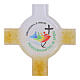 Croce ancora Giubileo 2025 vetro di Murano bianco decori colorati 16x8 cm s2