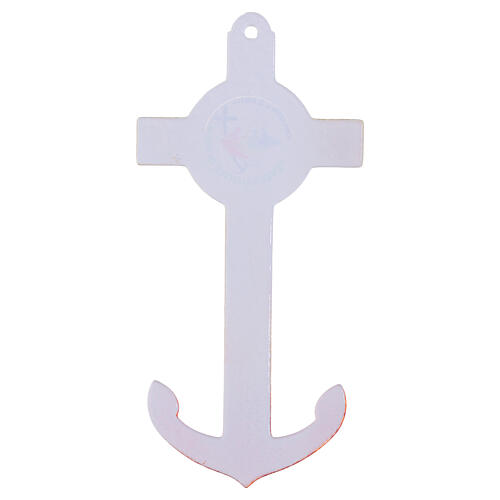 Krzyż kotwica Jubileusz 2025 białe szkło Murano z kolorowymi wzorami, 16x8 cm 4