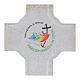 Croce cerchio vetro bianco glitter oro Giubileo 2025 16x10 cm s2