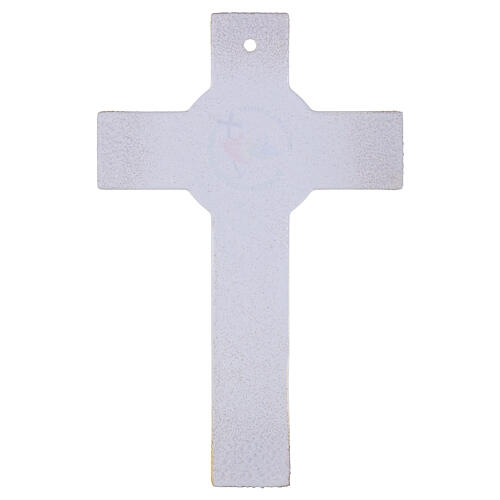 Cruz vidro branco purpurina dourado círculo Jubileu 2025 16x10 cm 4