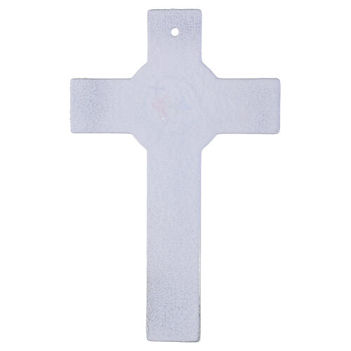 Croce cerchio Giubileo 2025 glitter corpo moderno argento 16x10 cm 4