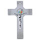 Croce cerchio Giubileo 2025 glitter corpo moderno argento 16x10 cm s1