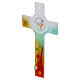 Cruz círculo vidrio de Murano Jubileo 2025 con motivos coloridos y murrinas 16x10 cm s3