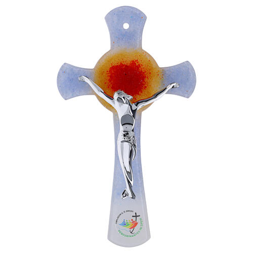 Croix cercle décoration soleil Jubilé 2025 corps stylisé argenté 16x10 cm 1