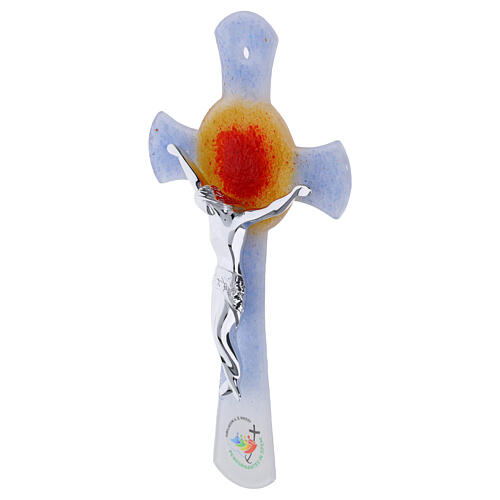 Croix cercle décoration soleil Jubilé 2025 corps stylisé argenté 16x10 cm 2