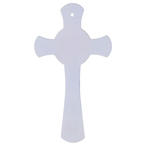 Croce cerchio decoro sole Giubileo 2025 corpo stilizzato argento 16x10 cm 4