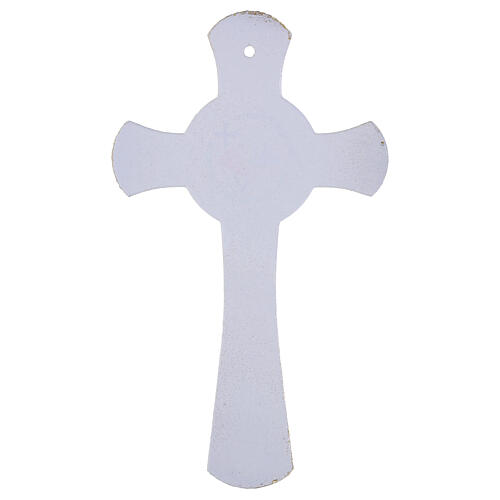 White glass cross with gold glitter, Jubilee 2025, 8x5 in 4