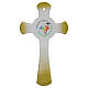 White glass cross with gold glitter, Jubilee 2025, 8x5 in s1