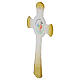 Croce cerchio vetro bianco glitter oro Giubileo 2025 21x12 cm s3