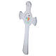 Cruz círculo vidrio purpurina Jubileo 2025 blanca plata 21x12 cm s3