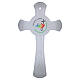 Croix cercle verre paillettes Jubilé 2025 blanc argent 21x12 cm s1
