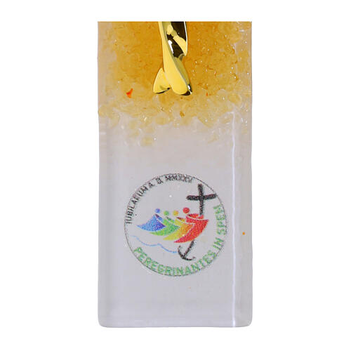 Glass cross of Jubilee 2025 with golden body, 6x4 in 3