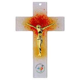 Jubilee 2025 Glass Cross with Golden Body, 16x10 cm