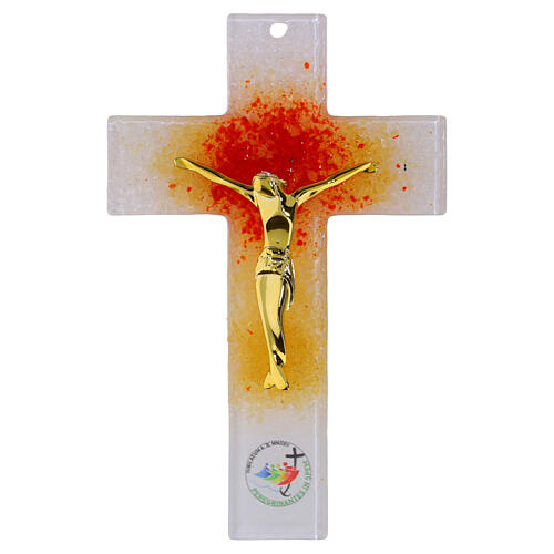 Jubilee 2025 Glass Cross with Golden Body, 16x10 cm 1