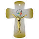 White glass Jubilee 2025 cross with gold body of Christ and glitter, 10x8 in s1