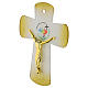 Cruz vidrio blanco Jubileo 2025 cuerpo y motivos dorados 25x20 cm s3