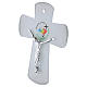 Crucifijo vidrio Jubileo 2025 purpurina y cuerpo estilizado plata 25x20 cm s3