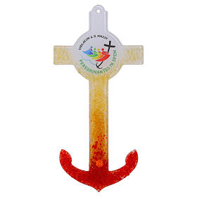 Anchor-shaped Murano glass cross of Jubilee 2025, 10x5 in
