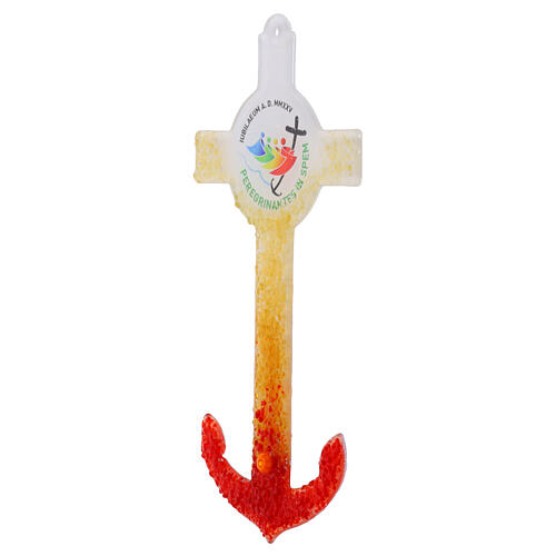 Croce ancora in vetro di Murano Giubileo 2025 26x12 cm 3