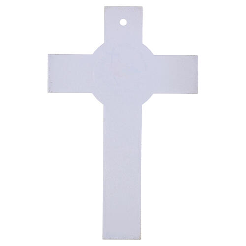 White glass cross with gold glitter and Jubilee 2025 logo, 10x7 in 4