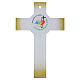 White glass cross with gold glitter and Jubilee 2025 logo, 10x7 in s1
