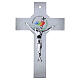 Cruz círculo Jubileo 2025 purpurina cuerpo moderno plata 26x17 cm s1