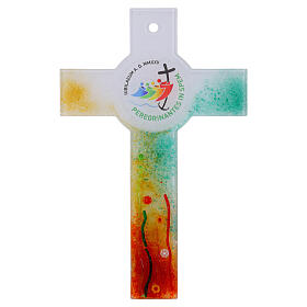 Croce cerchio in vetro di Murano decorata Giubileo 2025 25x17 cm