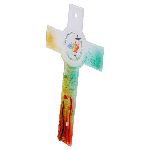 Croce cerchio in vetro di Murano decorata Giubileo 2025 25x17 cm 3
