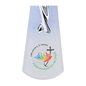 Glass cross with Jubilee 2025 sun decoration and stylised silver body, 10x6 in