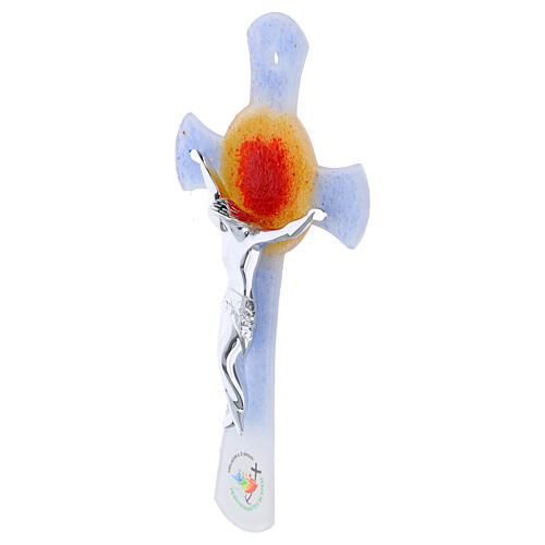 Croce in vetro decoro sole Giubileo 2025 corpo stilizzato argento 26x15 cm 4