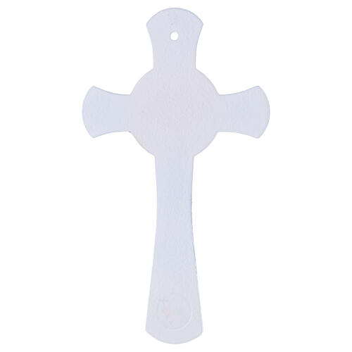 Cruz de vidro com decoração solar Jubileu 2025 corpo estilizado prateado 26x15 cm 5