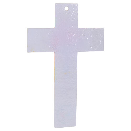Croce in vetro bianco con decori Giubileo 2025 corpo dorato 25x17 cm 4