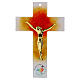 Croce in vetro bianco con decori Giubileo 2025 corpo dorato 25x17 cm s1