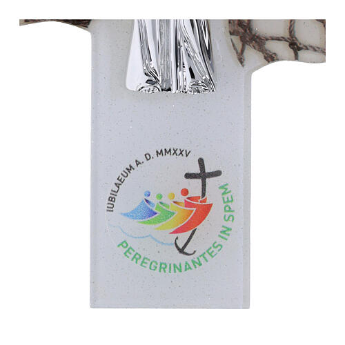Cruz Jubileu 2025 vidro branco Cristo ressuscitado 26x17 cm 3