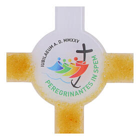 Anchor-shaped Murano glass cross for Jubilee 2025 with yellow and red decoration, 13x6 in