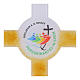 Croix ancre en verre de Murano Jubilé 2025 décoration jaune et rouge 34x16 cm s2