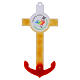 Croce Ancora in vetro di Murano Giubileo 2025 decoro giallo e rosso 34x16 cm s1