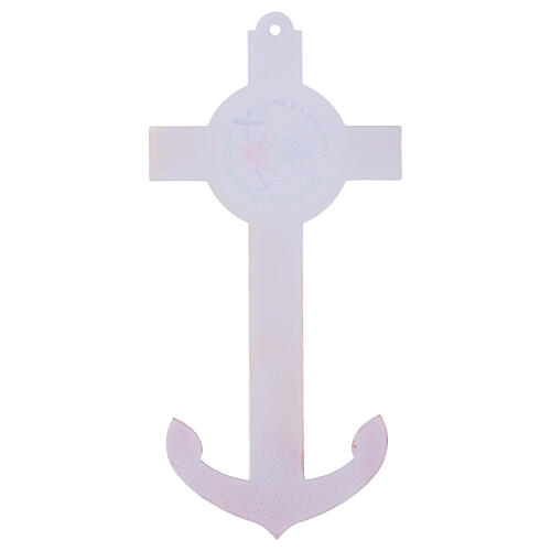Cruz âncora em vidro de Murano Jubileu 2025 decoração amarela e vermelha 34x16 cm 4