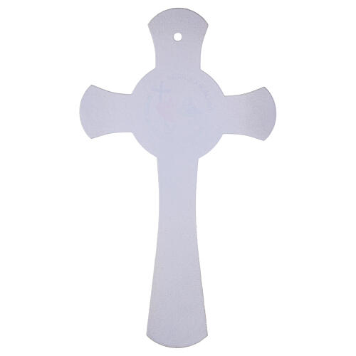 White glass cross with gold glitter and Jubilee 2025 logo, 13x8 in 4